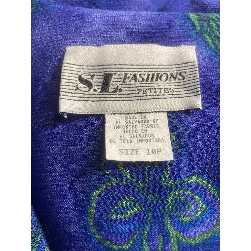 S.L. Fashions Petites Button Up Maxi Dress Size 10P Green Floral Sleeveless - Picture 5 of 5